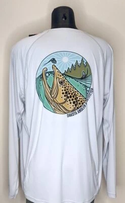 Simms Men's Solarflex Crewneck Brown Trout Rise Logo
